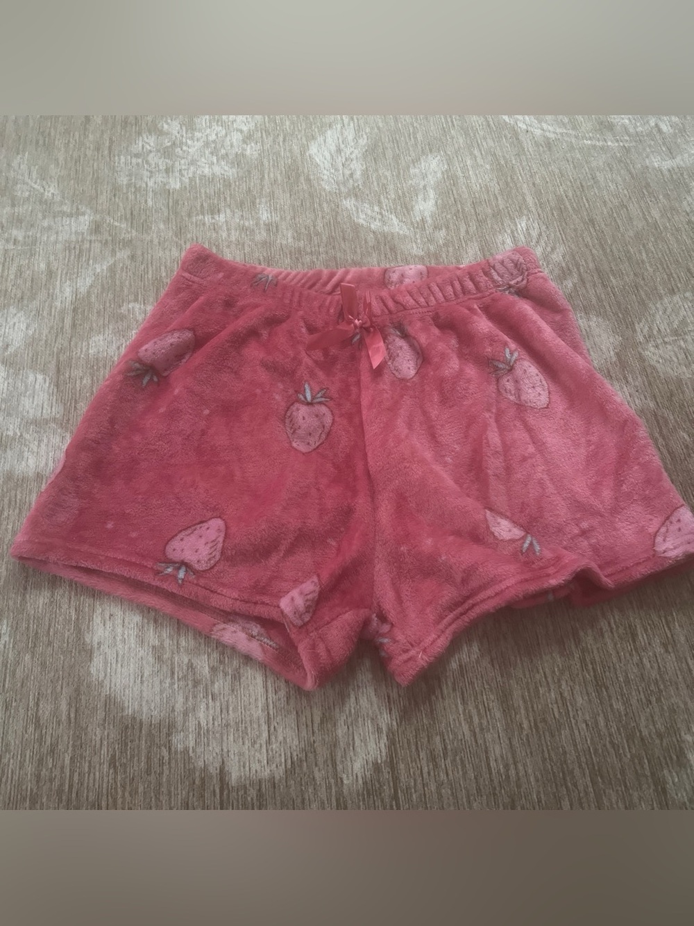 Snowflake Strawberry Fleece Pajama Shorts